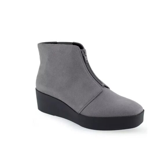 AEROSOLES Shoes - Aerosoles Carin Wedge Booties Faux Suede Gray – Size 8.5M